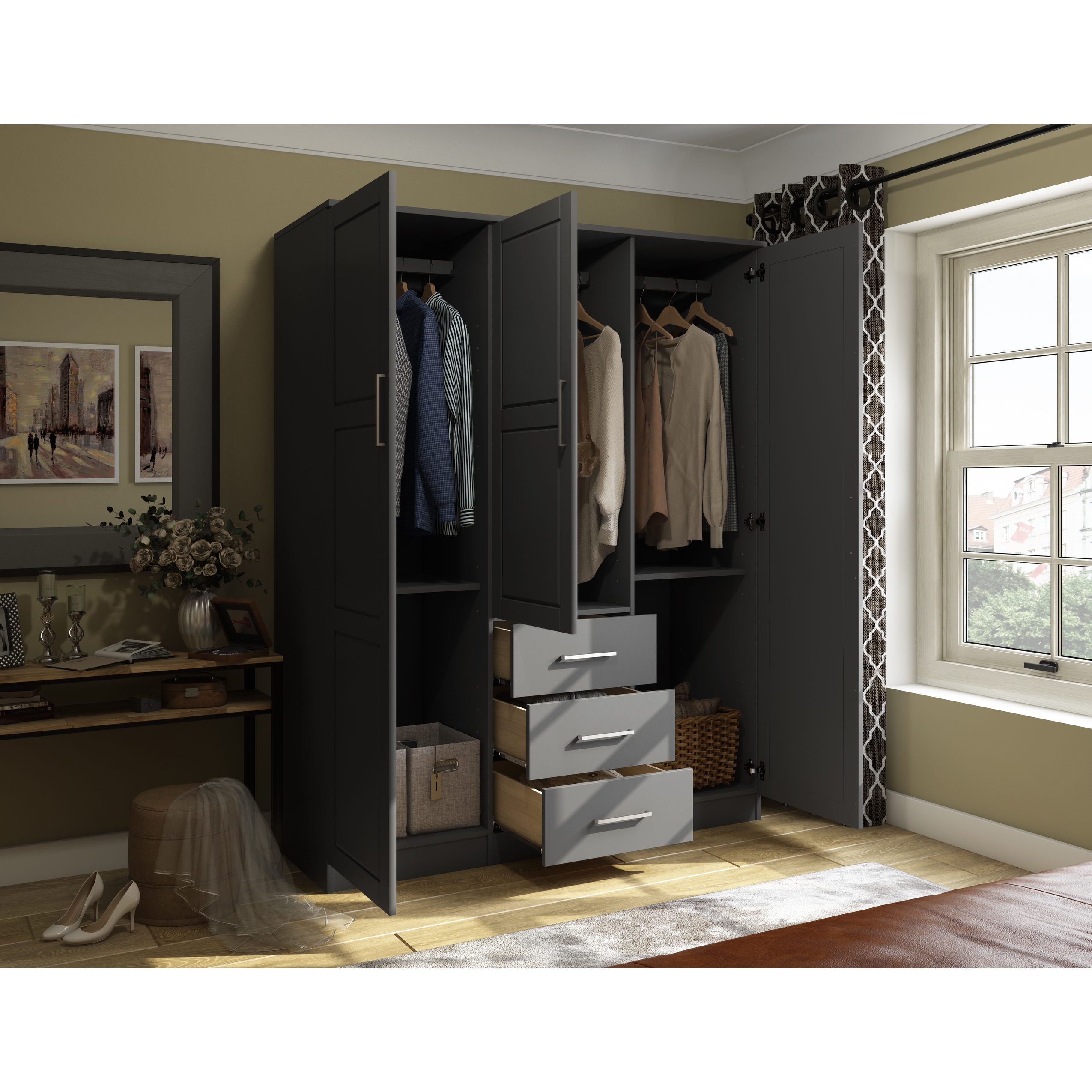 Palace Imports 100 Solid Wood Cosmo 3 Door Wardrobe Armoire with